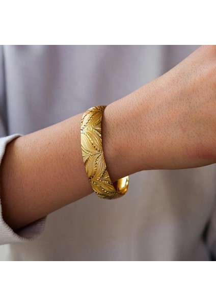 22 Ayar Altın Kaplama Desenli Bilezik 15 mm Kalınlık BLZ-1353 fiyatları