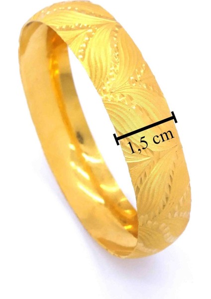 22 Ayar Altın Kaplama Desenli Bilezik 15 mm Kalınlık BLZ-1353 modelleri