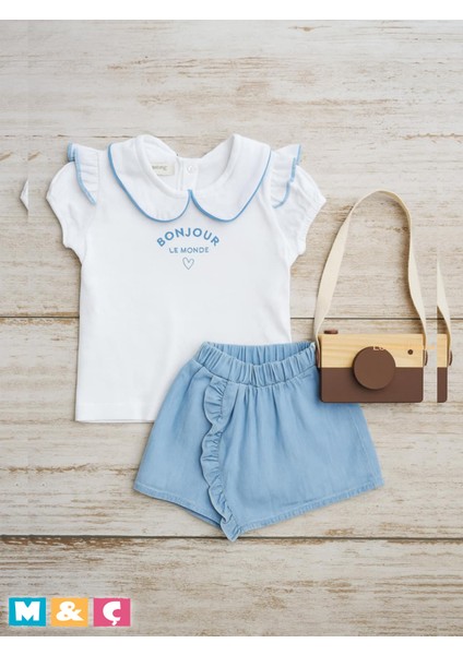 Ikili Kız Bebek Alt Üst Takımı 2li Şortlu Etek Tişört Takım