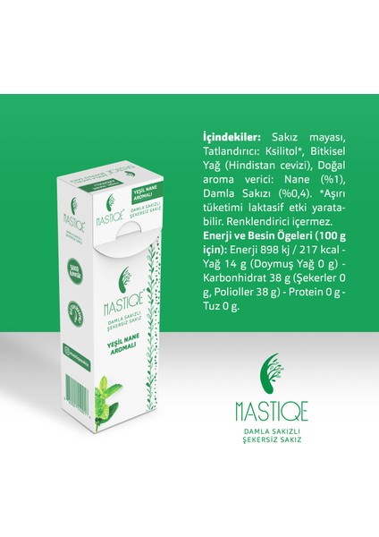 Yeşil Nane Aromalı Damla Sakızlı Şekersiz Sakız 20 gr x 12 Adet modelleri