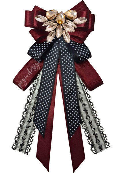 Shine Seri Bordo Kurdele Broş,okul Iş , Gömlek Ceket Yaka Çiçek