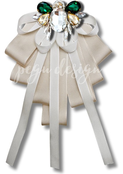 Shine Seri Ekru Grogren Arılı Kurdele Taşlı Yaka Çiçeği Broş Okul,iş,şal,gömlek