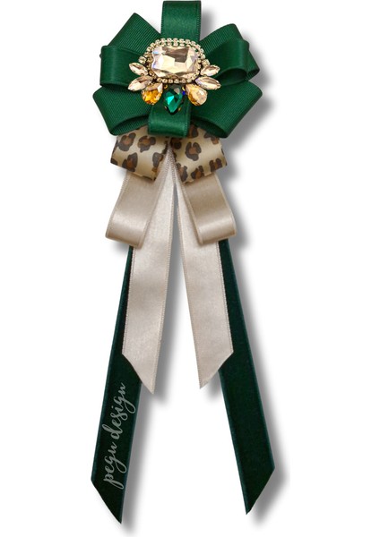 Shine Seri Yeşil Kurdele Kurdele Taşlı Yaka Çiçeği Broş Okul,iş,şal,gömlek