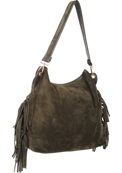 Merilda Püskül Detaylı Deri Süet Omuz Çantası fiyatları