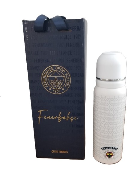 -Tmn 587190 Fenerbahçe Çelik Termos Bardaklı Kapak Beyaz 650 ml