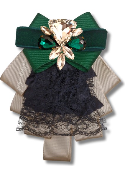 Shine Seri Yeşil Kurdele Kurdele Taşlı Yaka Çiçeği Broş Okul,iş,şal,gömlek