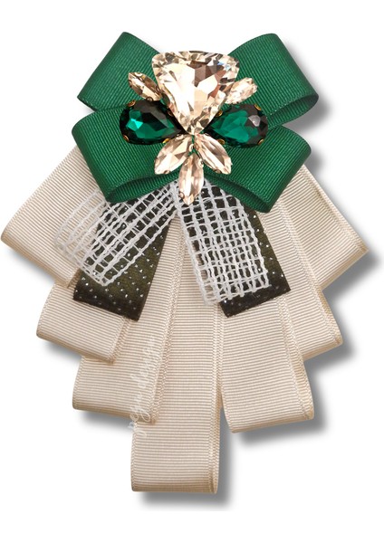 Shine Seri Yeşil Kurdele Kurdele Taşlı Yaka Çiçeği Broş Okul,iş,şal,gömlek