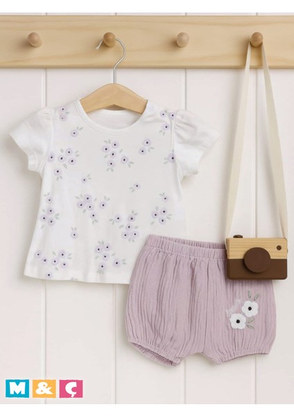 Kız Bebek Çocuk Çiçekli Takım Alt Üst Çocuk Şortlu Takım