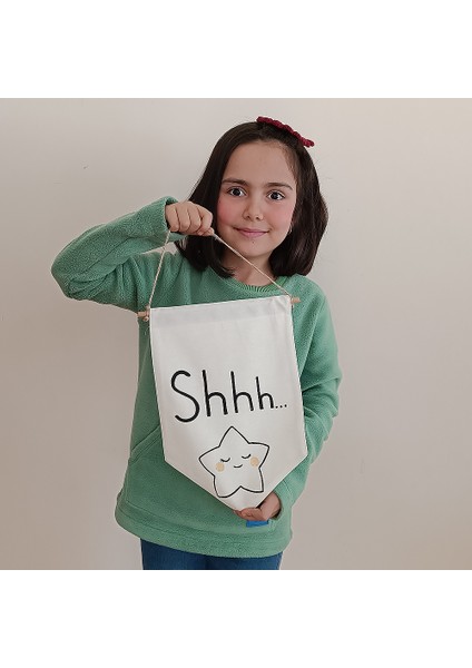 “el Yapımı Keten Duvar Flaması – Ahşap Çubuklu, Bebek ve Çocuk Odası Dekoru”