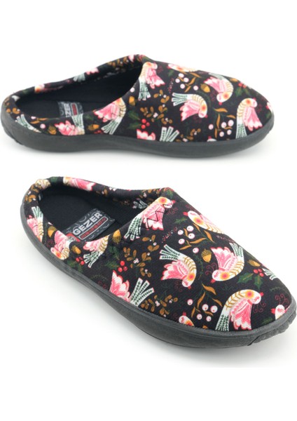 Kadın Kışlık Pu Rahat Taban Desenli Ev Bahçe Gondol Terlik