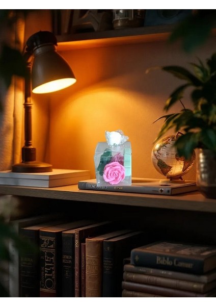 Gül ve Yıldız Görünümlü Kokulu Yeşil Pembe Doğal Dekoratif Mum