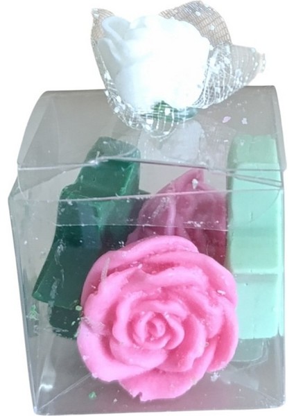 Gül ve Yıldız Görünümlü Kokulu Yeşil Pembe Doğal Dekoratif Mum fiyatları