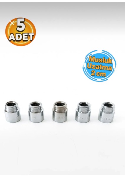 Krom Paslanmaz Musluk Uzatma 2 cm (5 Adet)