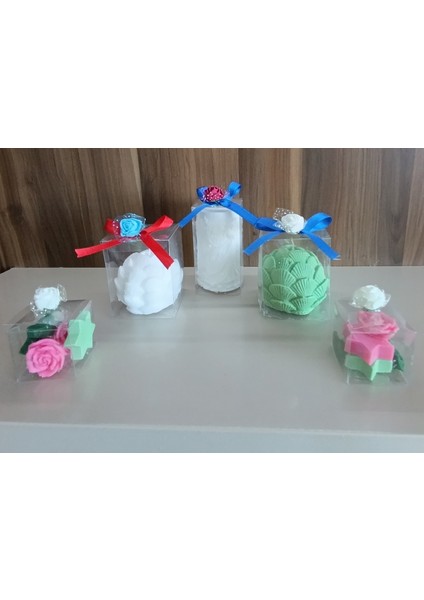 Taçlı Prenses Istiridye ve Yıldız Gül Görünümlü Kokulu Doğal Beyaz Pembe Yeşil Renk 6lı Dekoratif Mum fiyatları