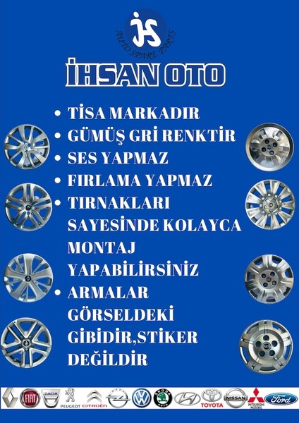 ✔ Megane 4 16" Jant Kapak Takım(4 Adet)Krom Armalı 5 Bijon R035 modelleri