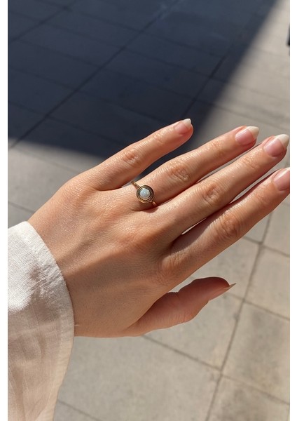 14 Ayar Altın Mistik Oval Opalit Taşlı Yüzük fiyatları