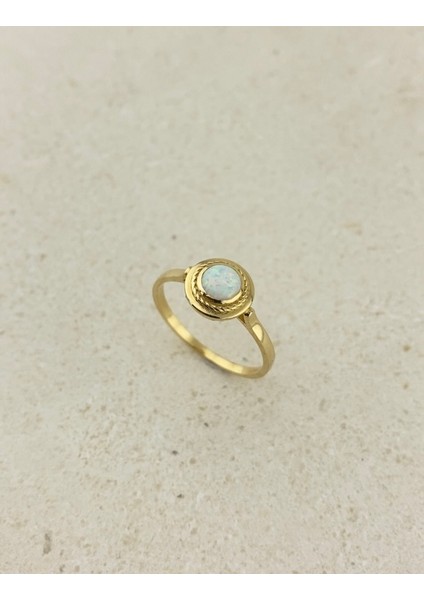 14 Ayar Altın Mistik Oval Opalit Taşlı Yüzük fırsatları