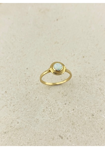 14 Ayar Altın Mistik Oval Opalit Taşlı Yüzük indirimleri