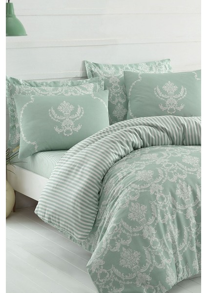 Çift Kişilik Nevresim Seti 200x220 cm – %65 Pamuk %35 Polyester, Kolay Ütülenen ve Hızlı Kuruyan Su Yeşili Düğmeli Tasarım fiyatları