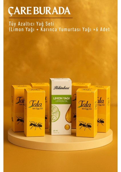 Tüy Azaltıcı Yağ Seti (1 Adet Limon Yağı 20 ml + 6 Adet Karınca Yumurtası Yağı 20 Ml)
