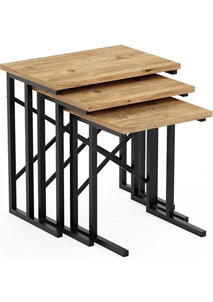 Metal Ayaklı 3'lü Zigon Sehpa- Modern Tasarım Zigon Sehpa fiyatları