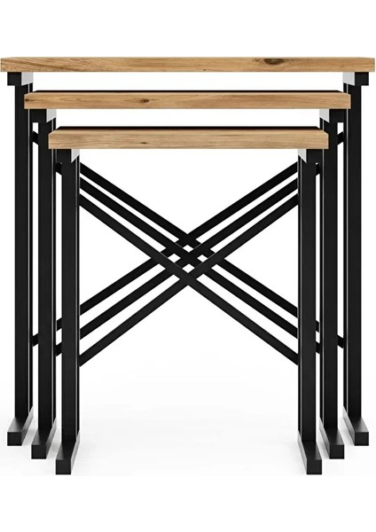 Metal Ayaklı 3'lü Zigon Sehpa- Modern Tasarım Zigon Sehpa modelleri