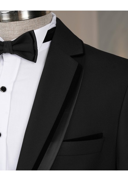 Italyan Stil Şal Yaka Ceket Yelek Pantolon Damatlık Set Siyah T14270 fırsatları