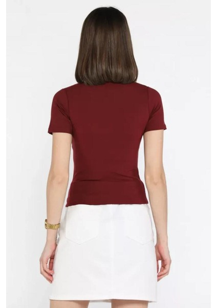 Kadın Kısa Kollu Bisiklet Yaka Basic Viscon Likralı Body modelleri