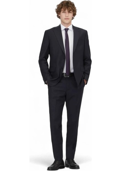 Erkek Modern Fit Yün Karışımlı Takım Elbise TKM-2068 Lacivert fiyatları