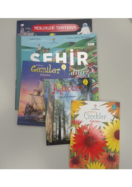 Tübitak 5 Kitap Set - Meslekleri Tanıyorum Uzayı Seviyorum, Şehir Nasıl Inşaa Edilir- Ağaçlar -Çiçekler- Gemiler