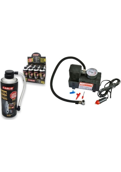 2’li Oto Lastik Acil Set – Kompresör + Lastik Tamir Kiti