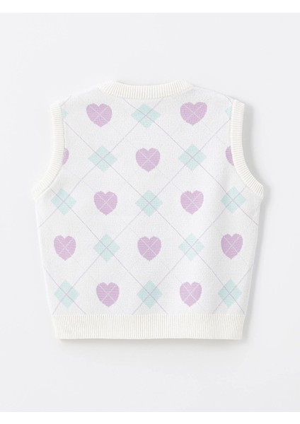 Lcw Kids Ekru V Yaka Desenli Kız Çocuk Triko Süveter fiyatları