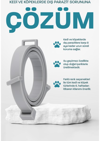 Kedi Pire Kenetasması Kedi Köpek Bit Pire Kene Parazit Kovucu Tasma Ayarlanabilir 39 cm Su Geçirmez 8 Ay Etki modelleri