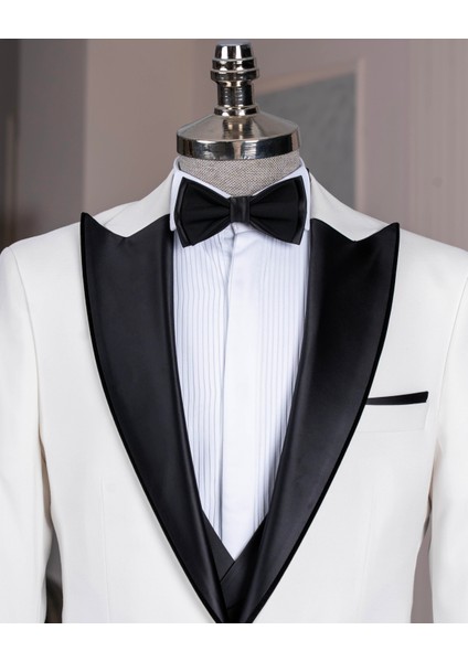 Italyan Stil Slim Fitı Ceket Yelek Pantolon Damatlık Set Beyaz T14539 fiyatları