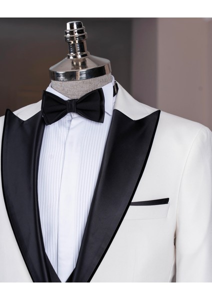 Italyan Stil Slim Fitı Ceket Yelek Pantolon Damatlık Set Beyaz T14539 modelleri