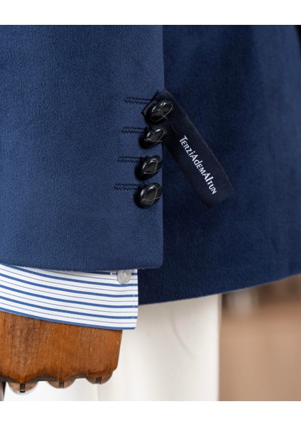 İtalyan stil mono yaka kadife erkek tek ceket saks T11045 fırsatları