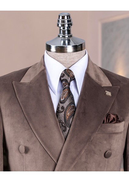 İtalyan stil kadife kruvaze erkek tek ceket Vizon T11031 fiyatları