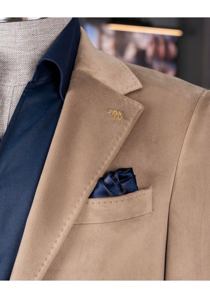 Terziademaltun Italyan Stil Kadife Erkek Tek Ceket Bej T11043 modelleri