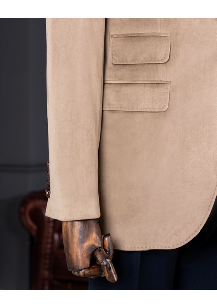 Terziademaltun Italyan Stil Kadife Erkek Tek Ceket Bej T11043 fırsatları