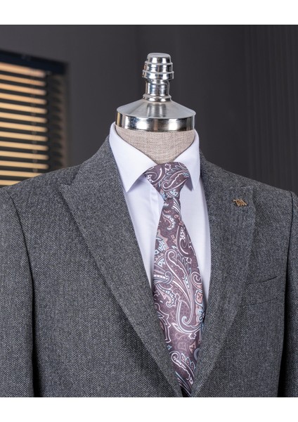 Italyan Stil Slim Fit Balıksırtı Desen Erkek Ceket Antrasit T13052 fiyatları