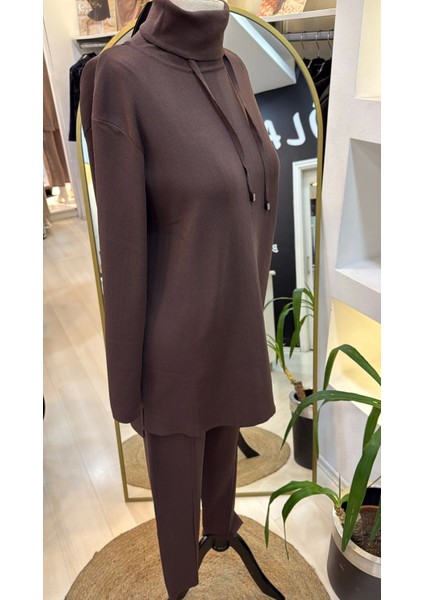 pantolonlu triko takim 1353 kahve