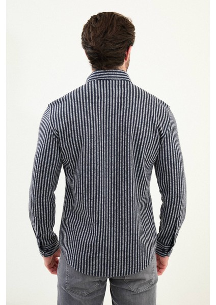 Çizgili Slim Fit Yün Erkek Gömlek modelleri