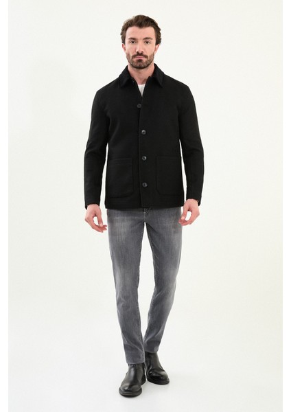 Kırçıllı Slim Fit Kadife Yaka Torba Cepli Erkek Trenchcoat modelleri