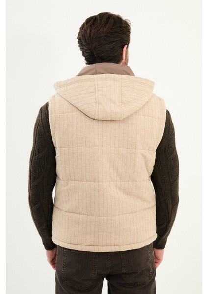 Çizgili Slim Fit Kapşonlu Şişme Erkek Yelek indirimleri