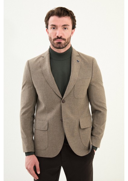 Düz Slim Fit Torba Cep Mono Yaka Yün Erkek Ceket fırsatları