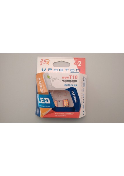 24 Volt Photon Dipsiz T10 LED Park Plaka Ampulü Turuncu Amber Ph7
