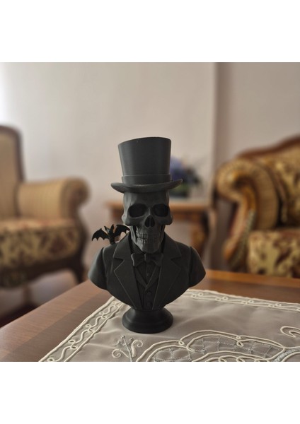 Centilmen Iskelet Büst Figürü – Dekoratif Heykel, Ev ve Ofis Aksesuarı