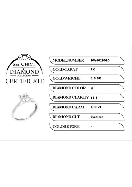 Diamond Collection Beyaz Altın 0.08 Karat Pırlanta Baget Yüzük modelleri