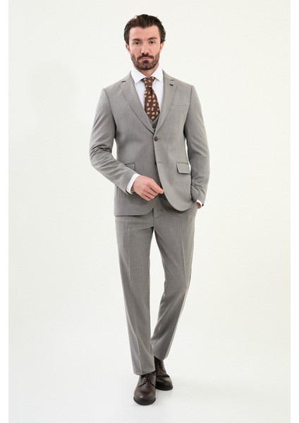 Düz Slim Fit Mono Yaka Klasik Yün Erkek Takım Elbise modelleri