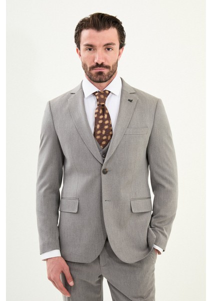 Düz Slim Fit Mono Yaka Klasik Yün Erkek Takım Elbise fırsatları